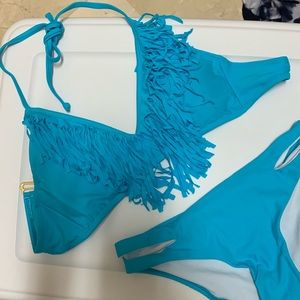 2 left! FRINGE aqua/blue bikini size SMALL
